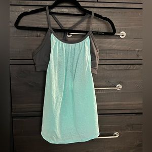 Z by Zella Tankini Work Out Tank. Teal/Gray cheetah